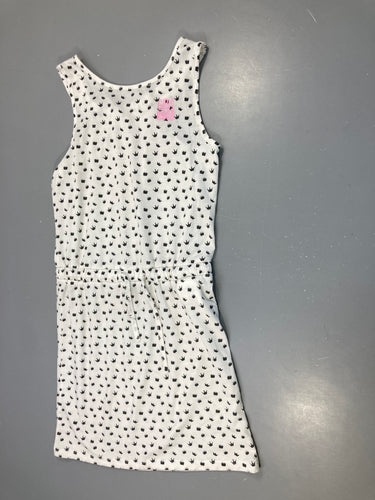 Robe m.c jersey blanc couronnes noires, légèrement boulochée, moins cher chez Petit Kiwi