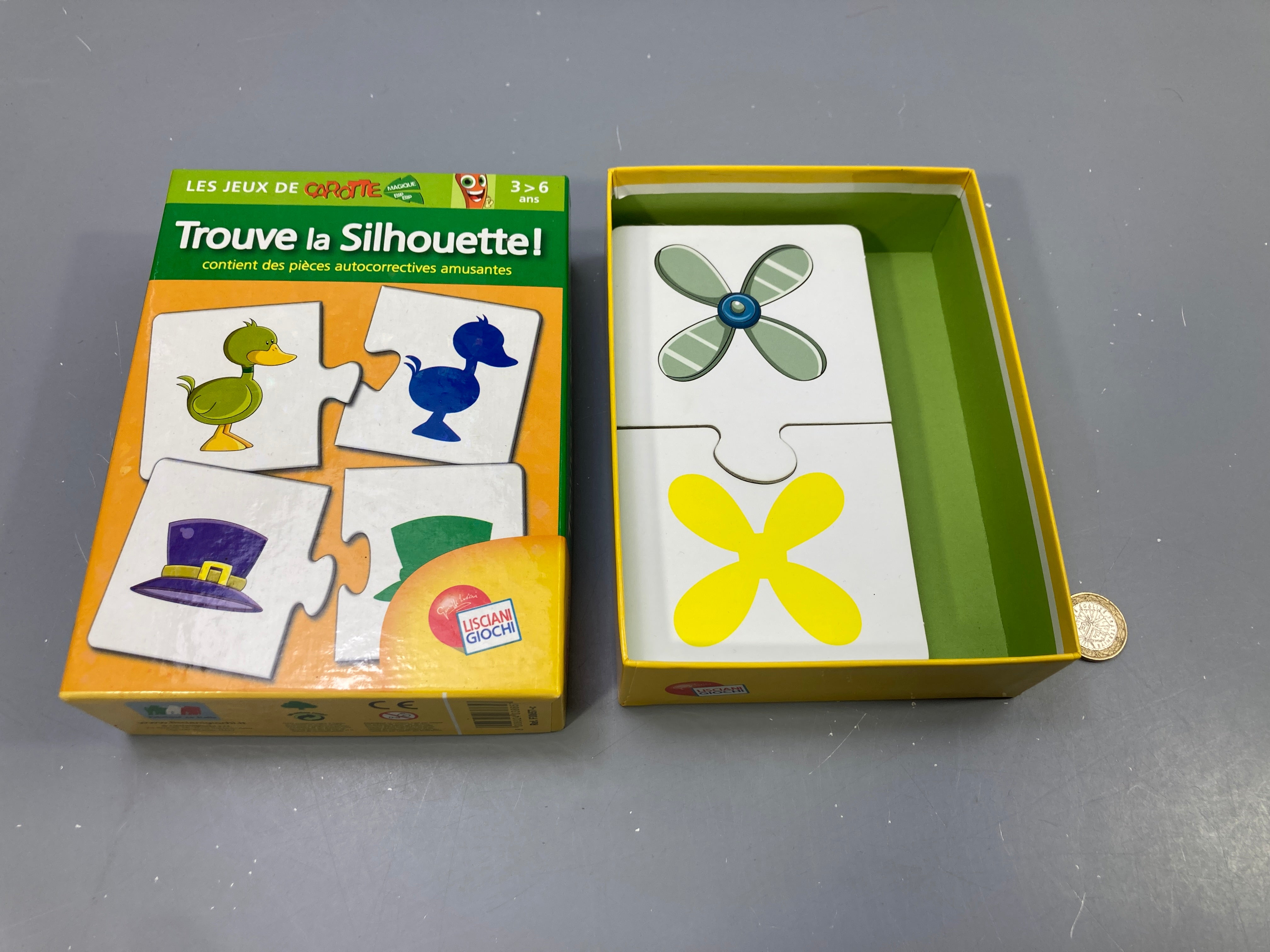Jeu Trouve la Silhouette !, pièces autocorrectives, Les jeux de Carotte, 3-6 ans, Lisciani Giochi
