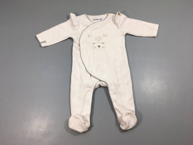Pyjama velours rose pâle animal, moins cher chez Petit Kiwi