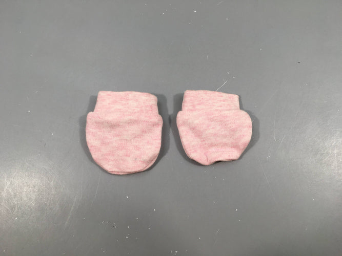 Moufles de naissance rose chiné, moins cher chez Petit Kiwi