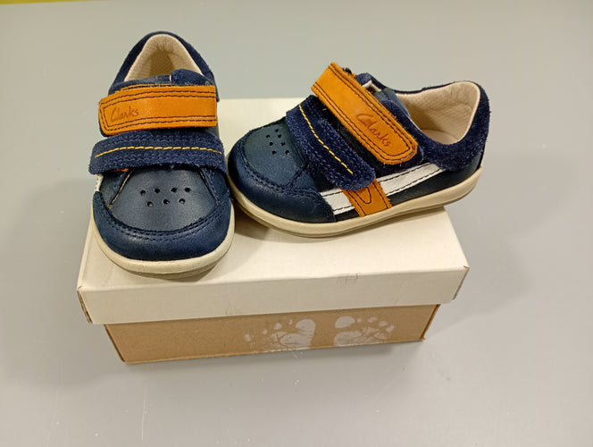Baskets Clarks bleu marine/ blanc/ camel - 20, moins cher chez Petit Kiwi