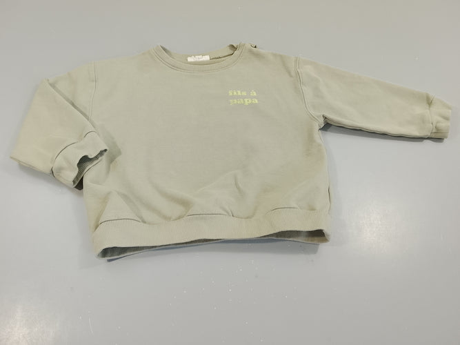 Sweat kaki clair " fils à papa", moins cher chez Petit Kiwi
