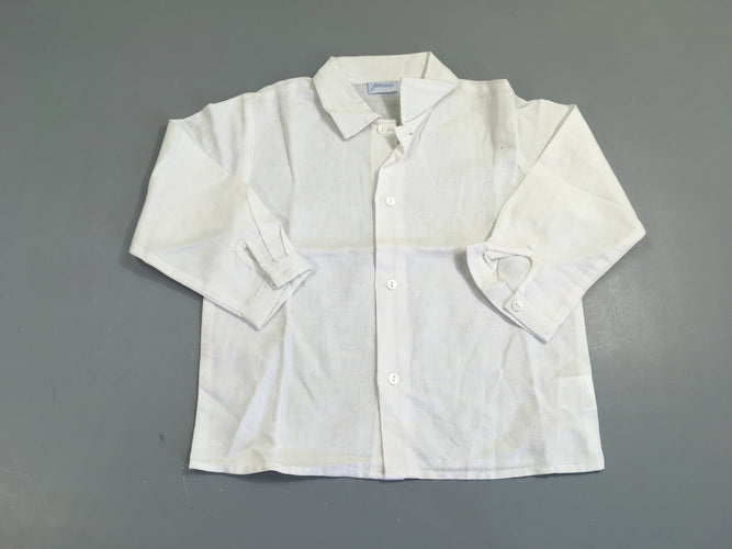 Chemise m.l blanche, 55% lin, moins cher chez Petit Kiwi