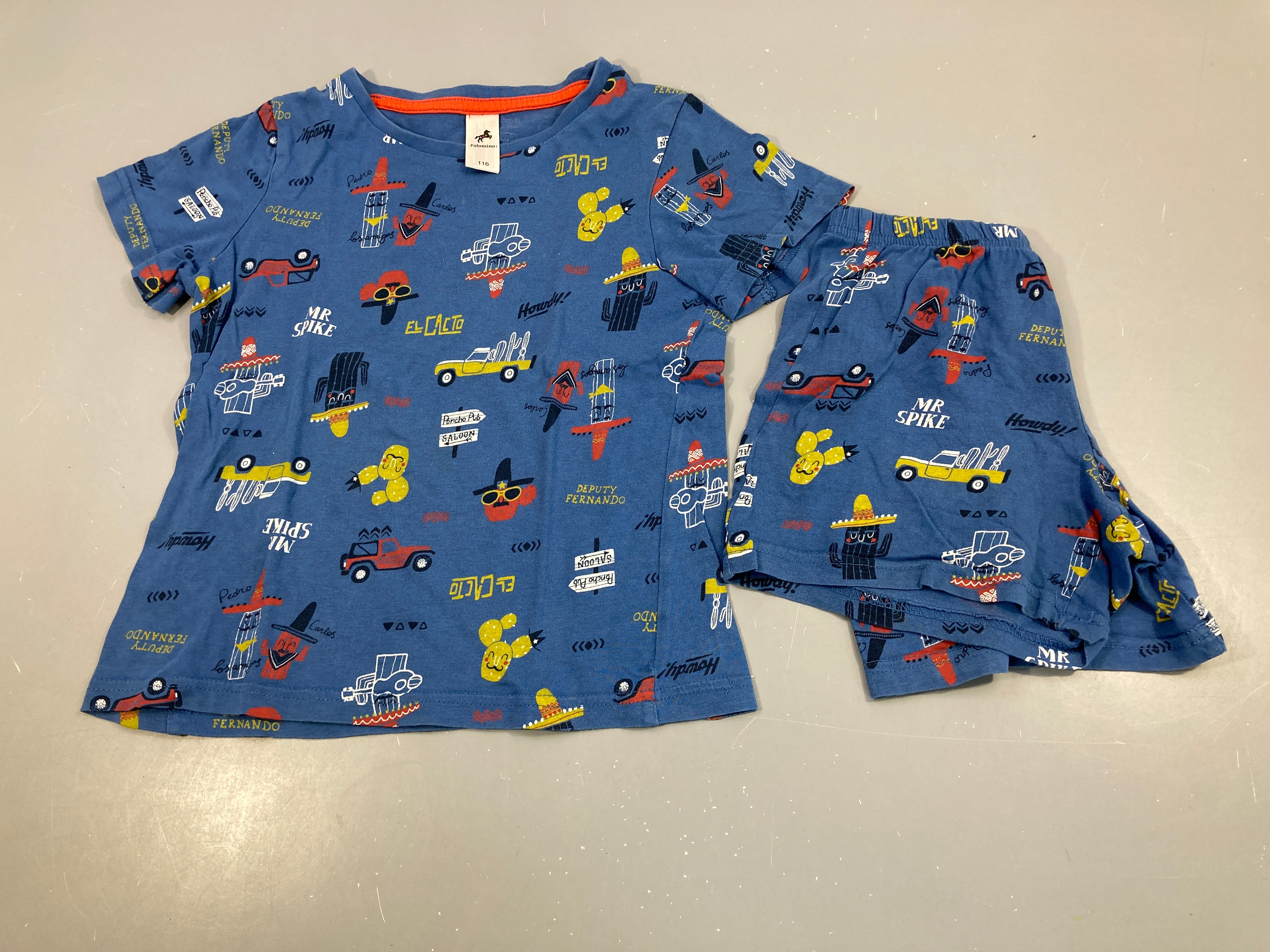 Pyjashort 2pcs jersey bleu cactus