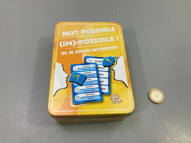 Jeu d'ambiance Not Possible (Im)-possible ! (NL/FR/DE), boîte métal, dé, moins cher chez Petit Kiwi