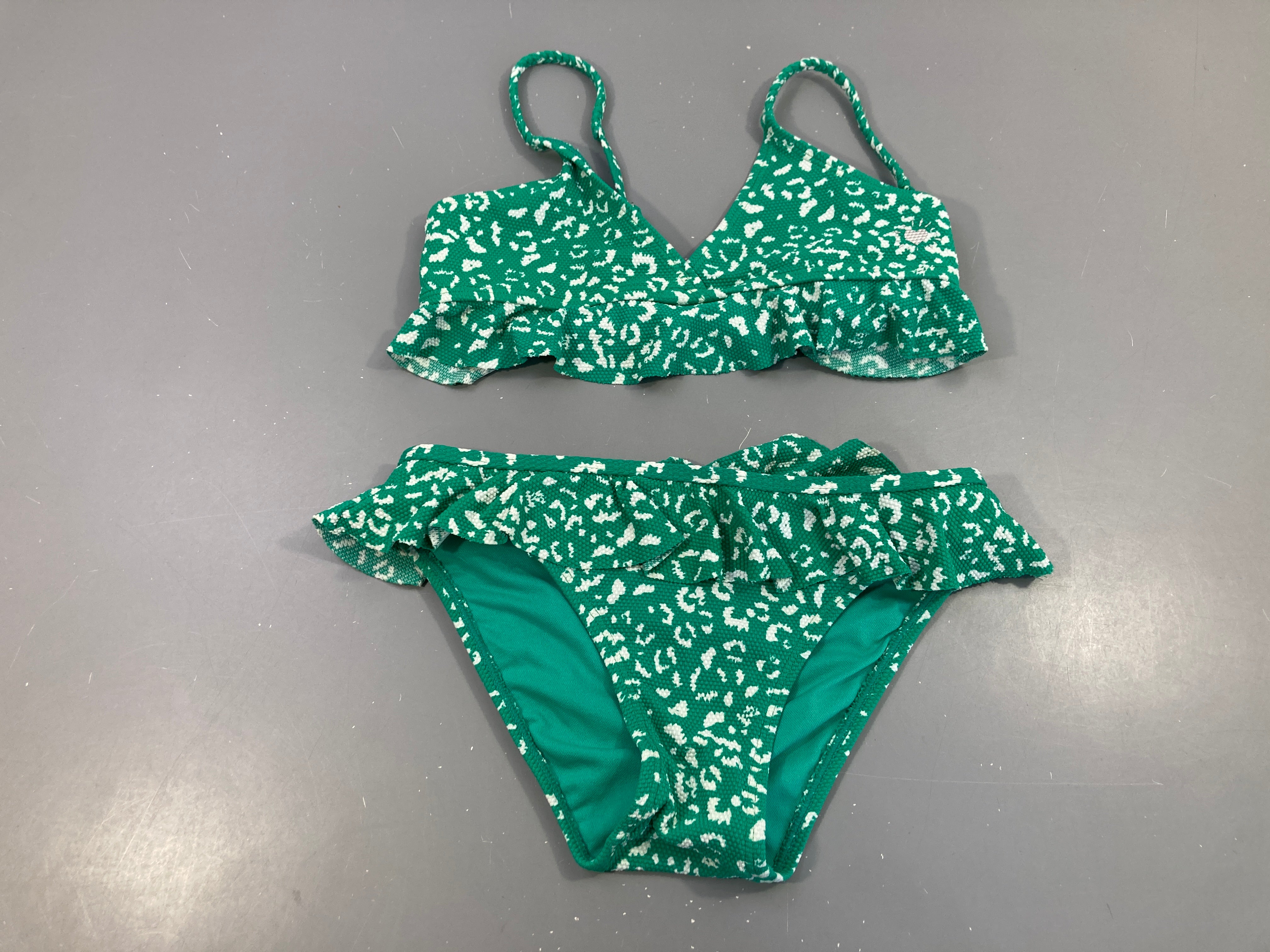 Bikini texturé vert motifs blanc