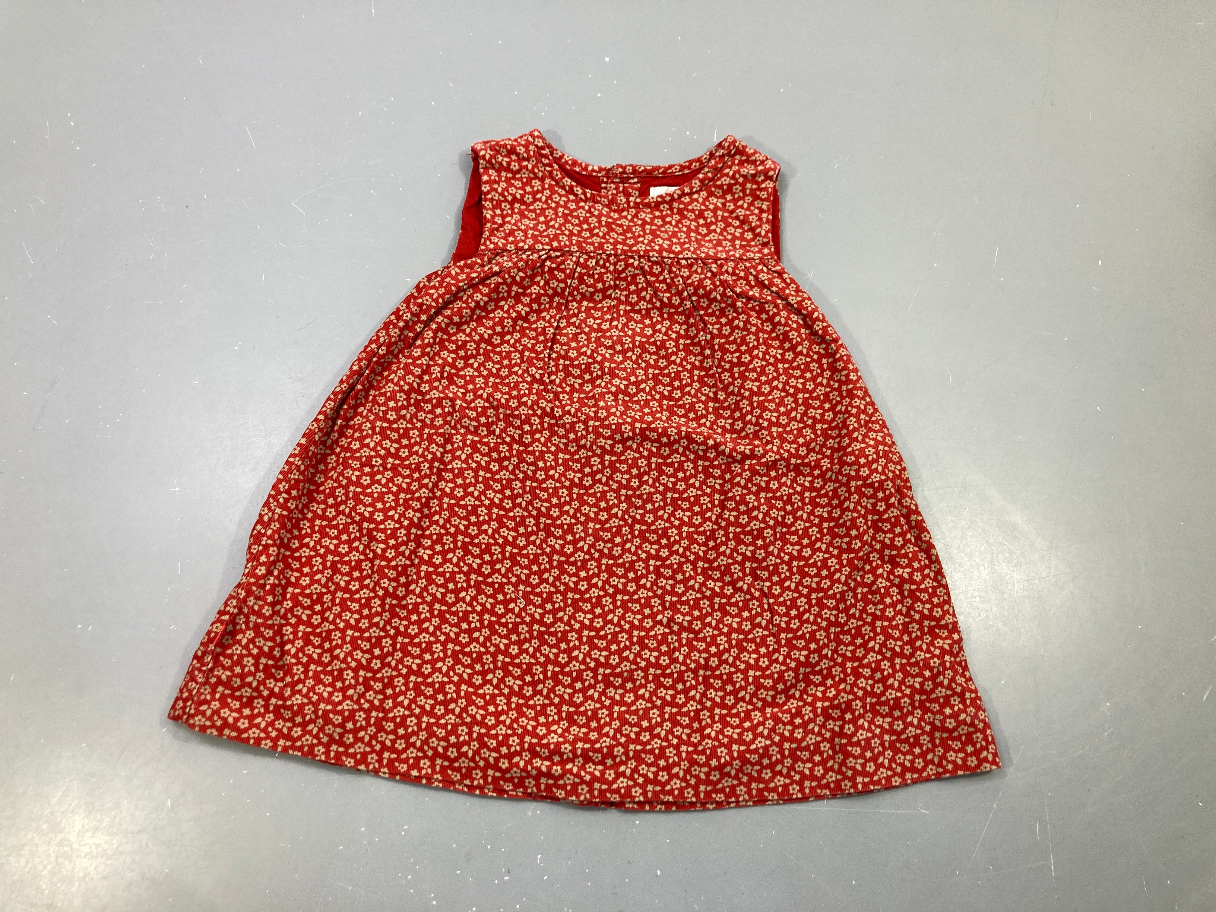Robe s.m en velours côtelé rouge à fleurs