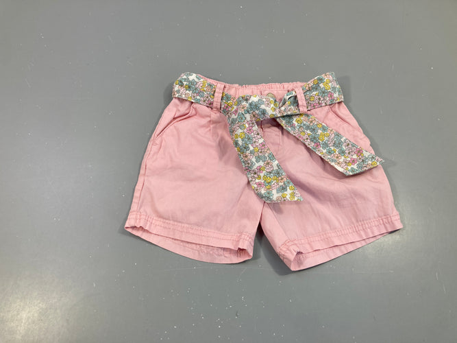 Short rose ceinture fleurie, moins cher chez Petit Kiwi