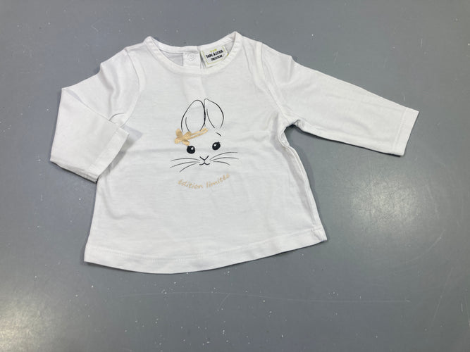 T-shirt m.l blanc , tête de lapine "édition limitée", moins cher chez Petit Kiwi