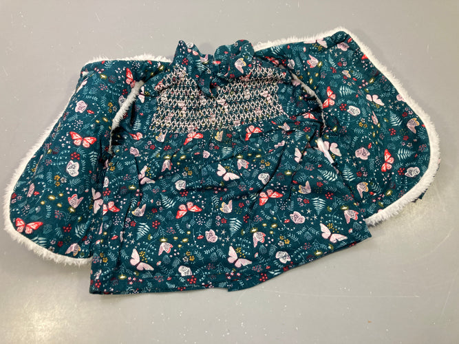 Ensemble blouse ml verte motifs papillons + gilet s.m peluche blanc  (petite tache , à relaver), moins cher chez Petit Kiwi