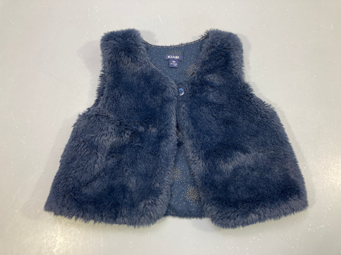 Gilet berger en peluche bleu marine, moins cher chez Petit Kiwi