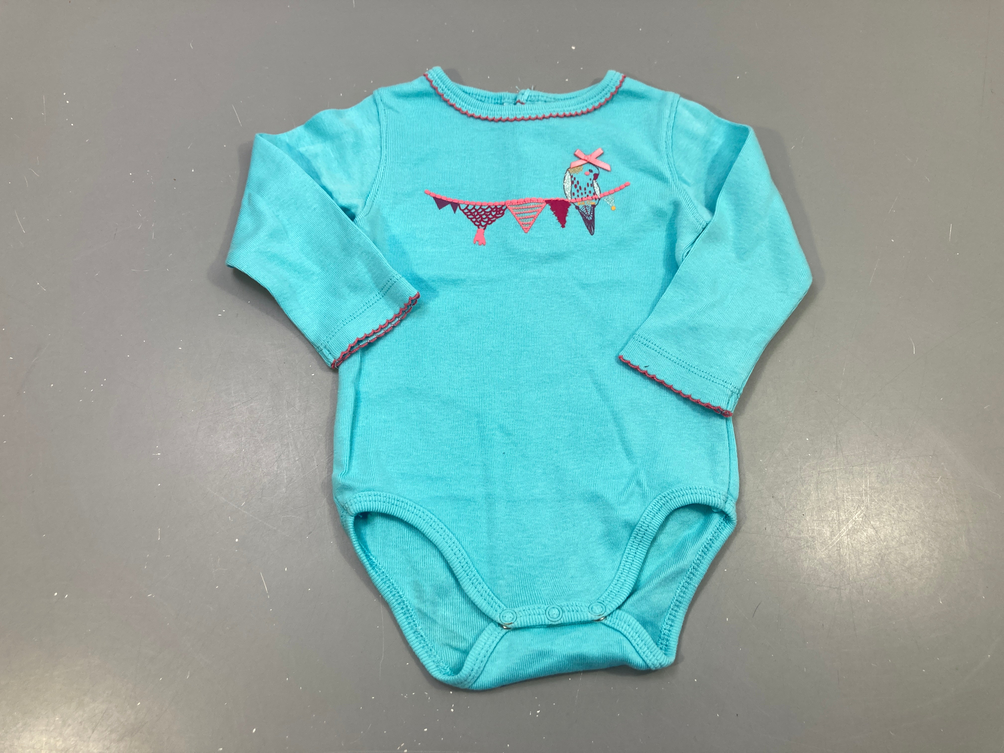 Body m.l  bleu, oiseau  sur guirlande