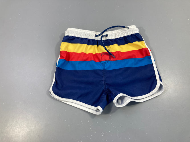 Maillot short bleu foncé rayé, moins cher chez Petit Kiwi