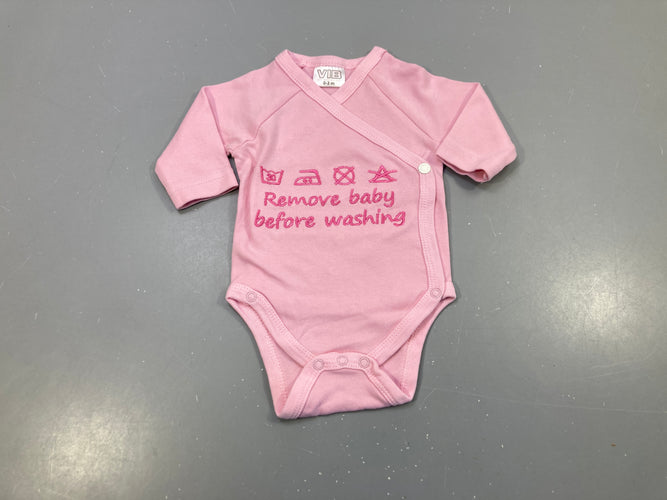 Body m.l VIB rose  "Remove baby before washing", moins cher chez Petit Kiwi