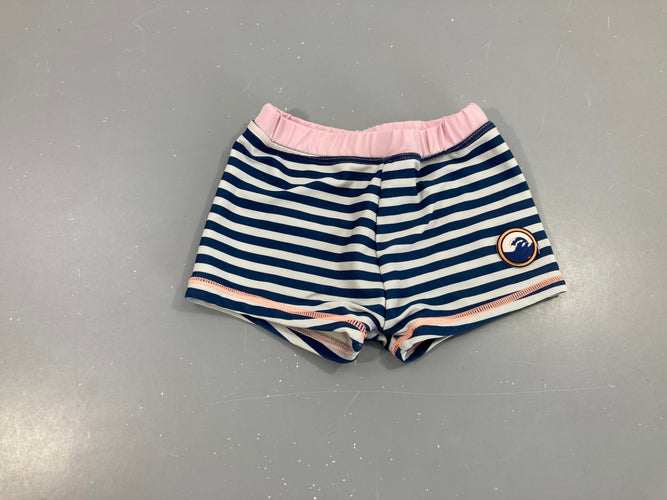 Maillot boxer bleu rayé blanc vague, moins cher chez Petit Kiwi