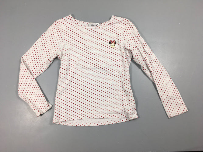 T-shirt m.l blanc pois rouge Minnie, moins cher chez Petit Kiwi