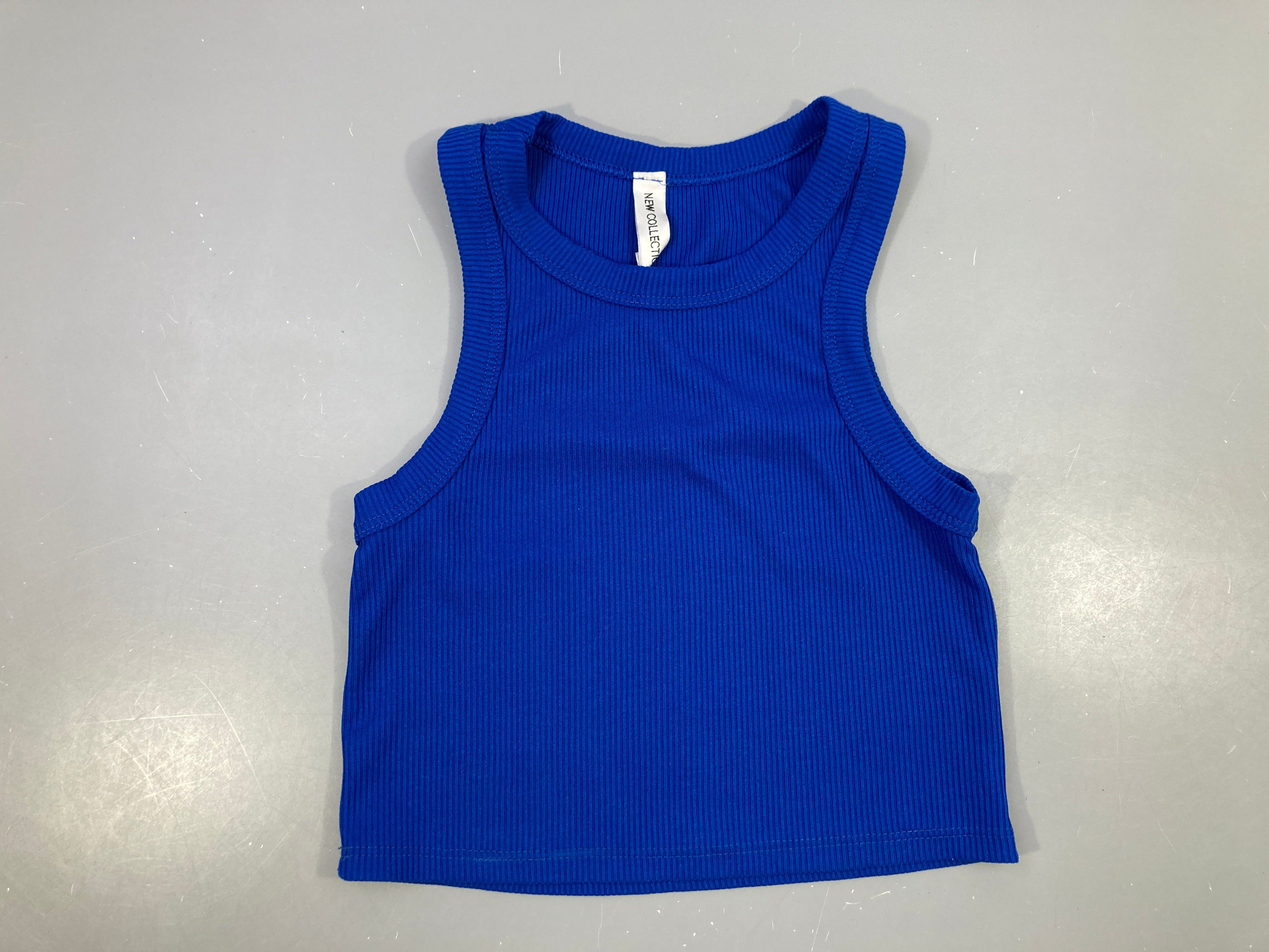 T-shirt s.m cropped côtelé bleu