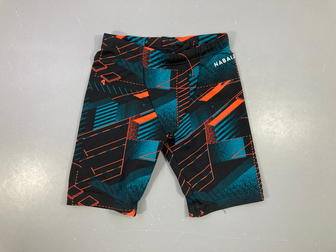 Maillot boxer noir formes géométriques oranges bleus, moins cher chez Petit Kiwi