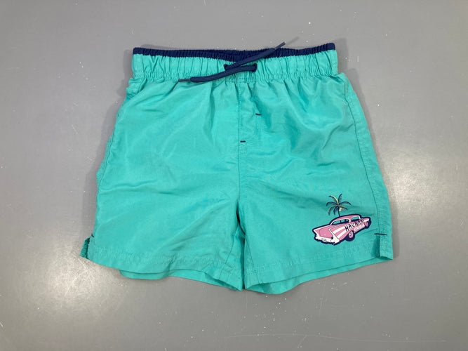 Maillot short bleu voiture palmier, moins cher chez Petit Kiwi