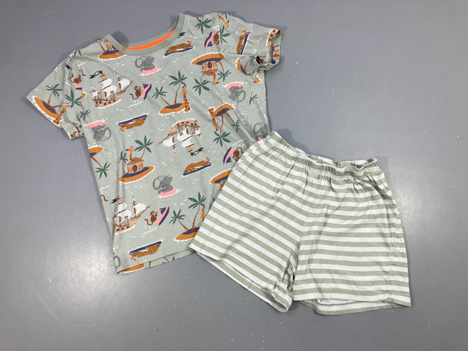 Pyjashort 2pcs jersey menthe bateau pirate félojns singes, moins cher chez Petit Kiwi