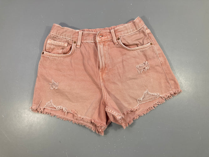 Short en jean rose clair effet déchiré, moins cher chez Petit Kiwi