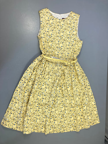 Robe s.m jaune fleurie ceinture, moins cher chez Petit Kiwi