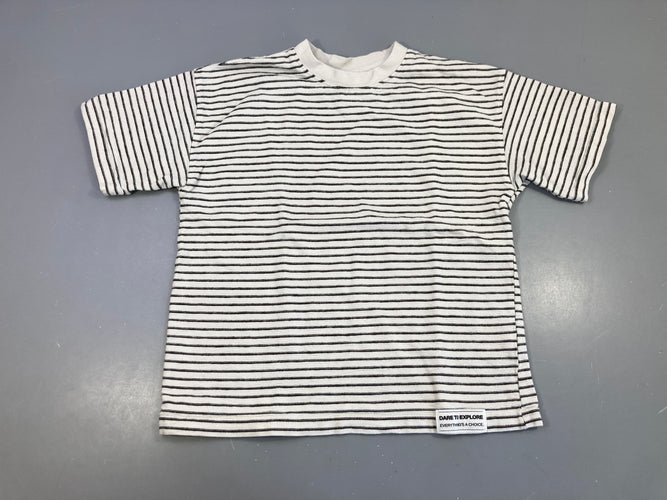 T-shirt m.c épais écru grisé rayé gris, moins cher chez Petit Kiwi