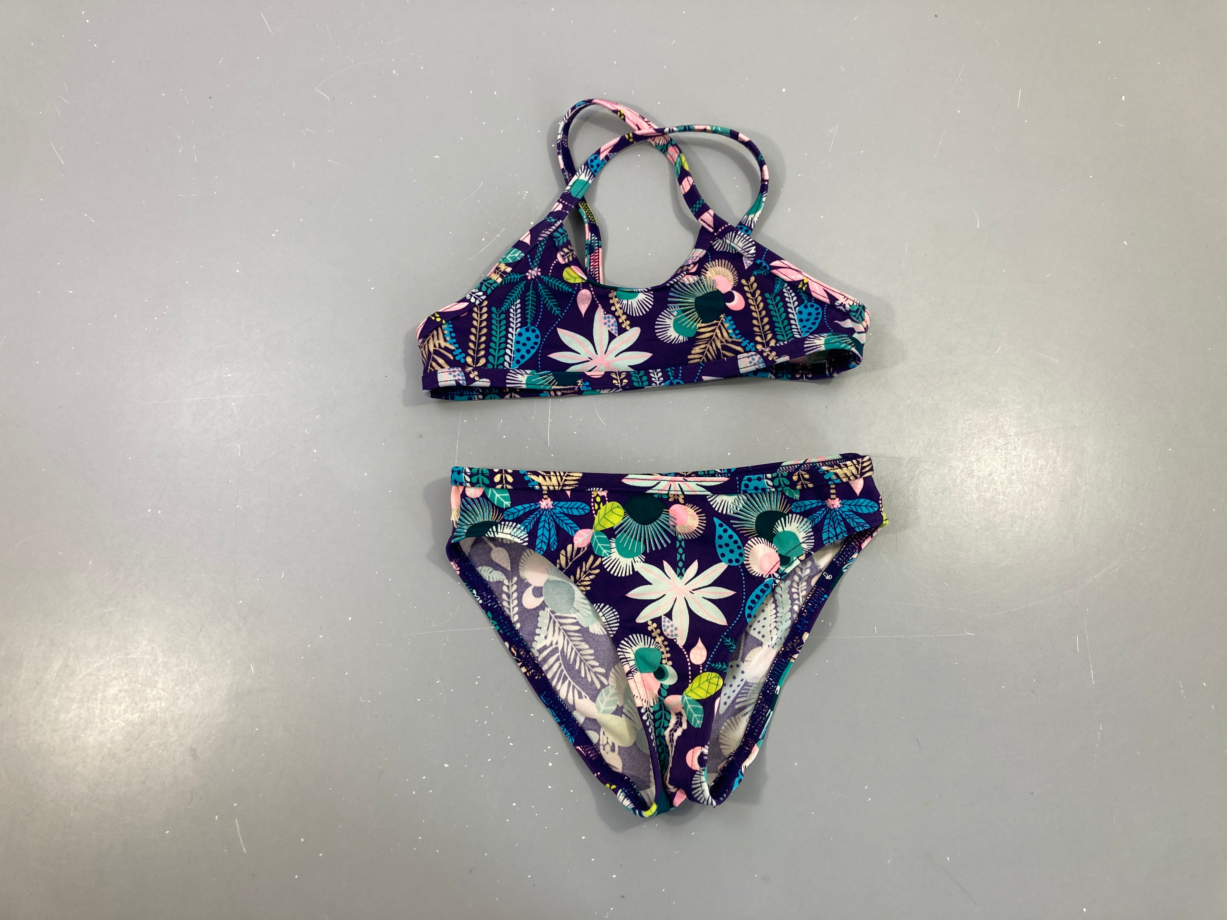 Bikini mauve fleuri (taille estimée)