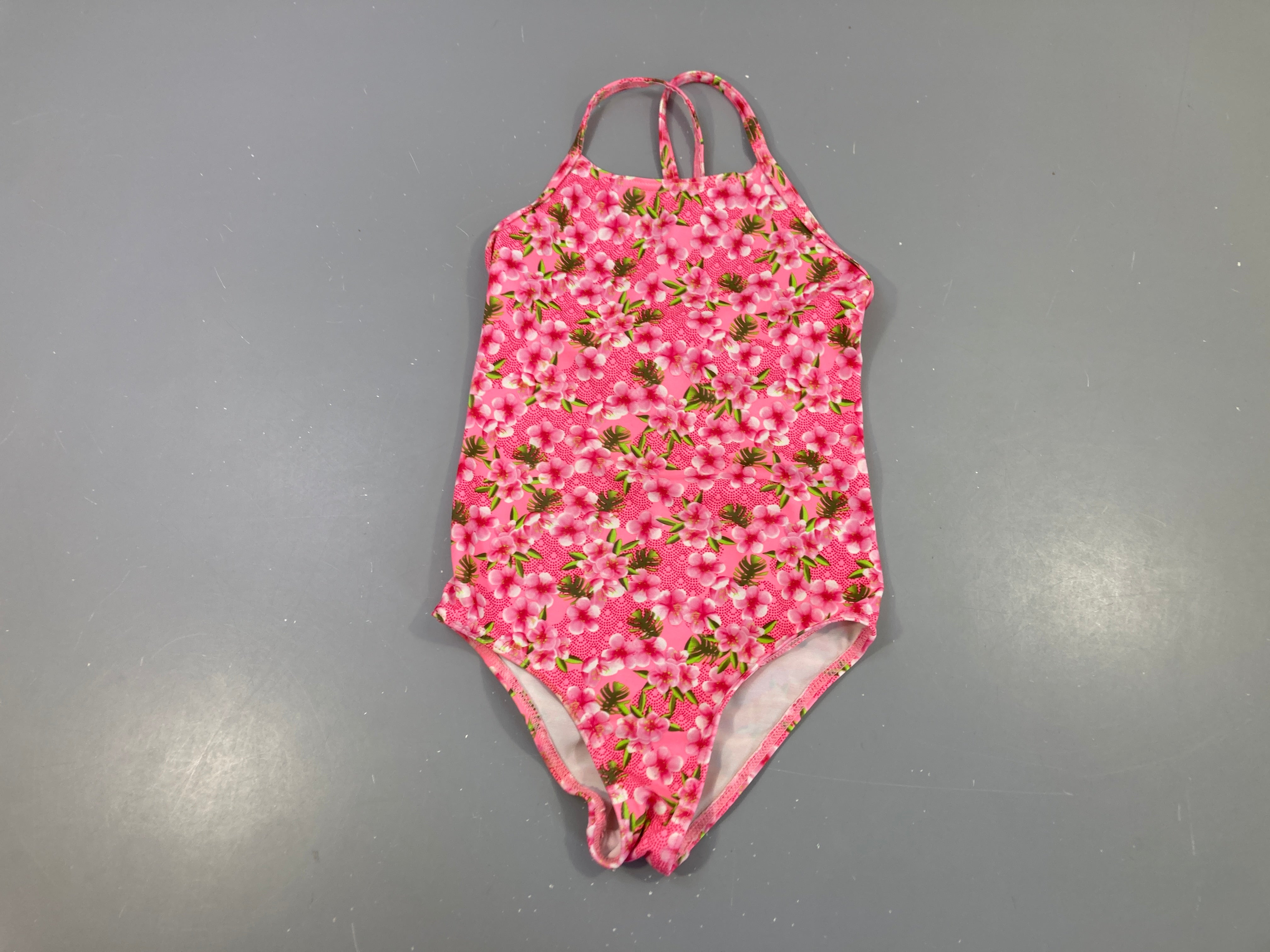 Maillot rose fleurs (taille estimée)