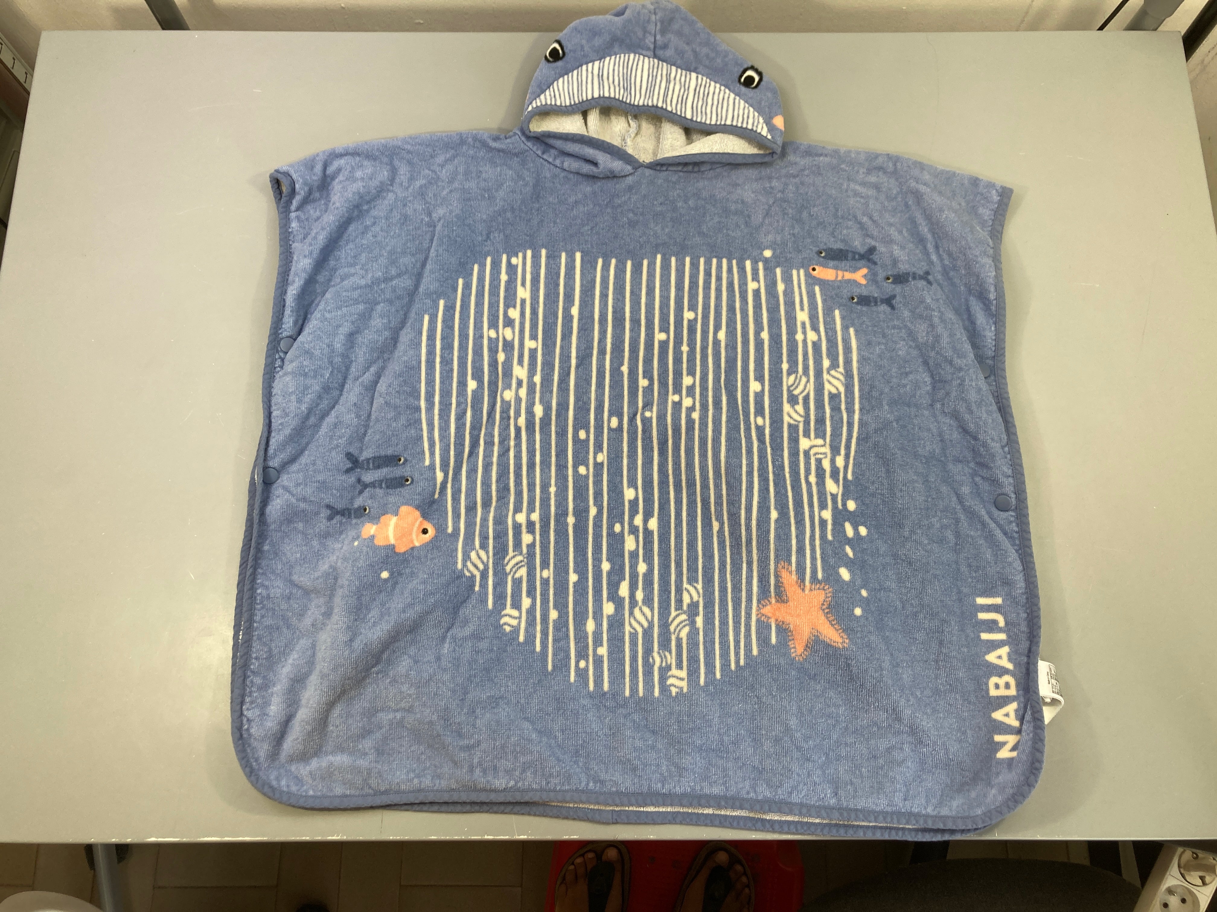 Poncho de bain coton- Baleine bleu Nabaiji