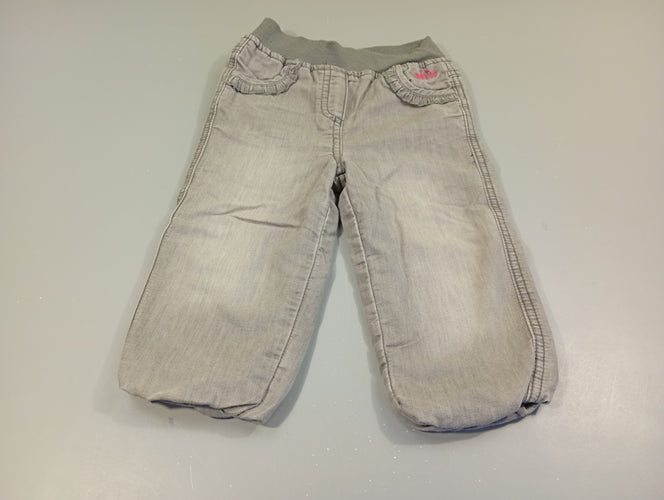 Pantalon  denim gris taille et chevilles élastiques, effet légèrement délavé doublé polar "orc", moins cher chez Petit Kiwi