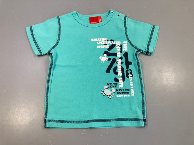 T-shirt m.c turquoise amazing crabes, moins cher chez Petit Kiwi