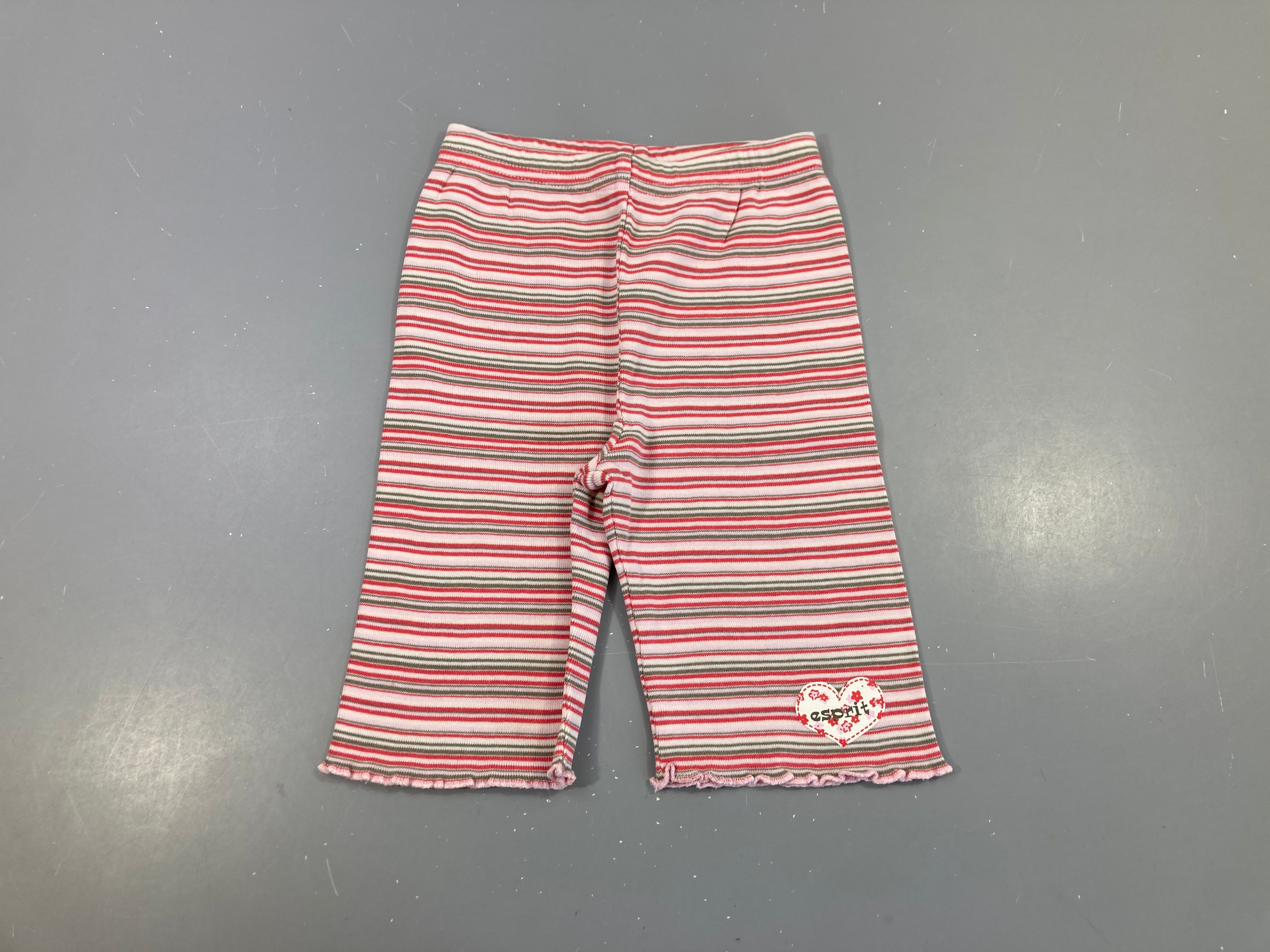 Pantalon jersey rayé blanc/rouge/brun esprit