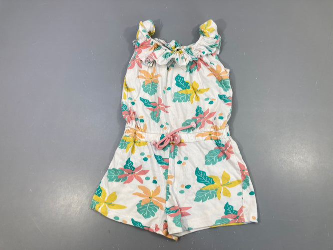 Combishort blanche feuillage fleurs Bouloché, moins cher chez Petit Kiwi