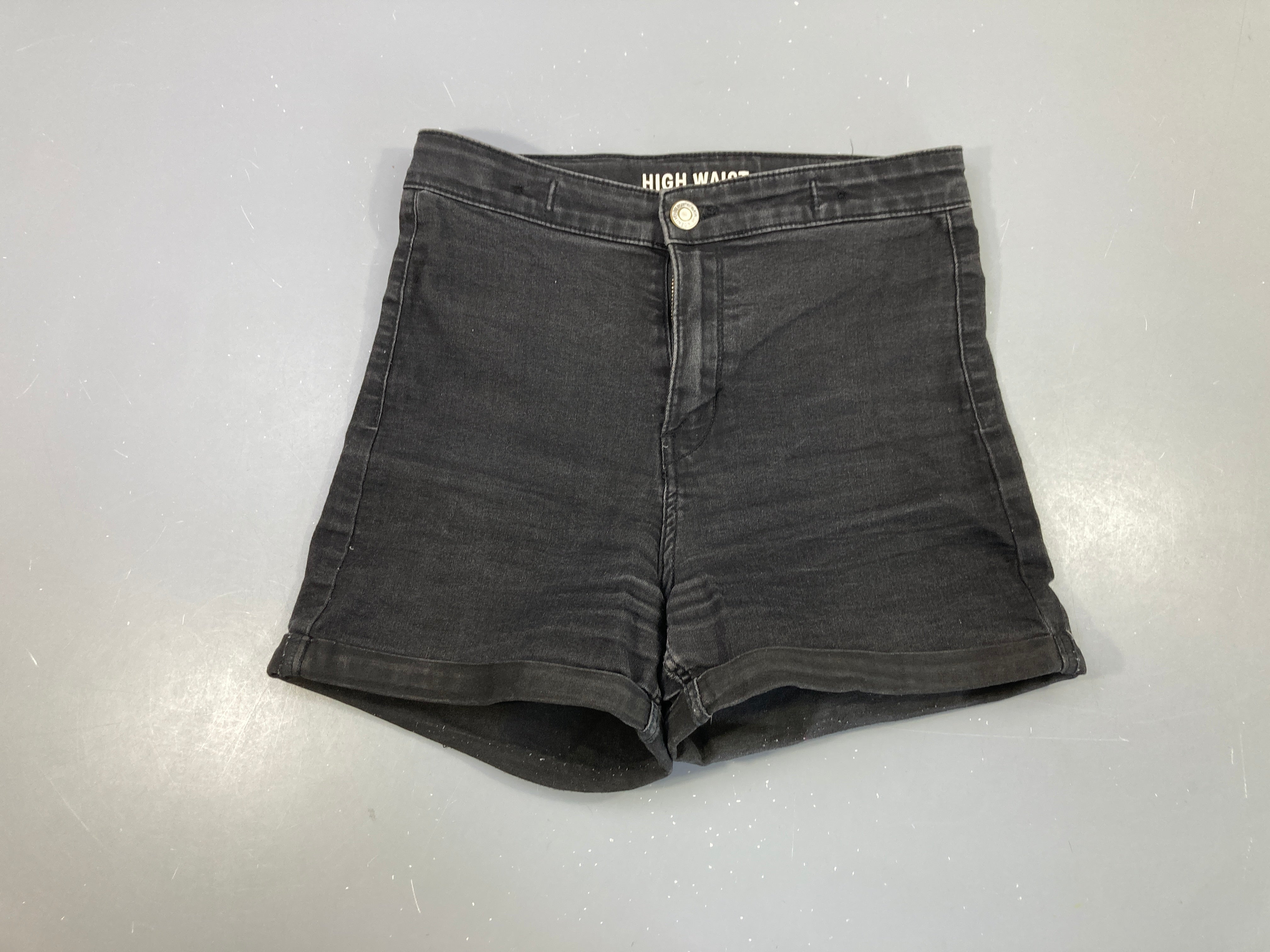 Short en jean high waist noir revers