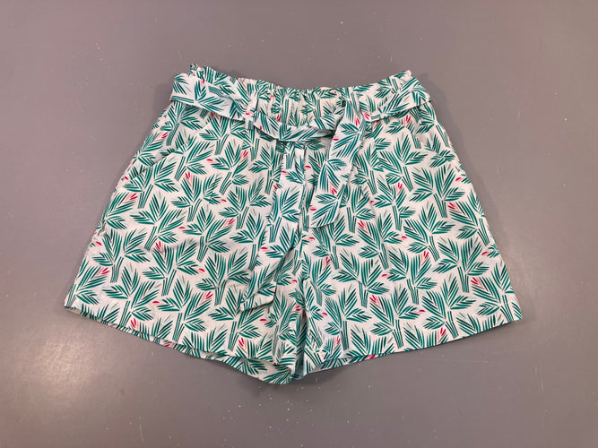 Short blanc feuillage ceinture, moins cher chez Petit Kiwi