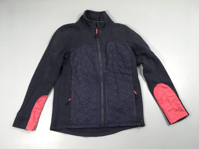 Sweat zippé bleu marine/rose, Fouganza, moins cher chez Petit Kiwi