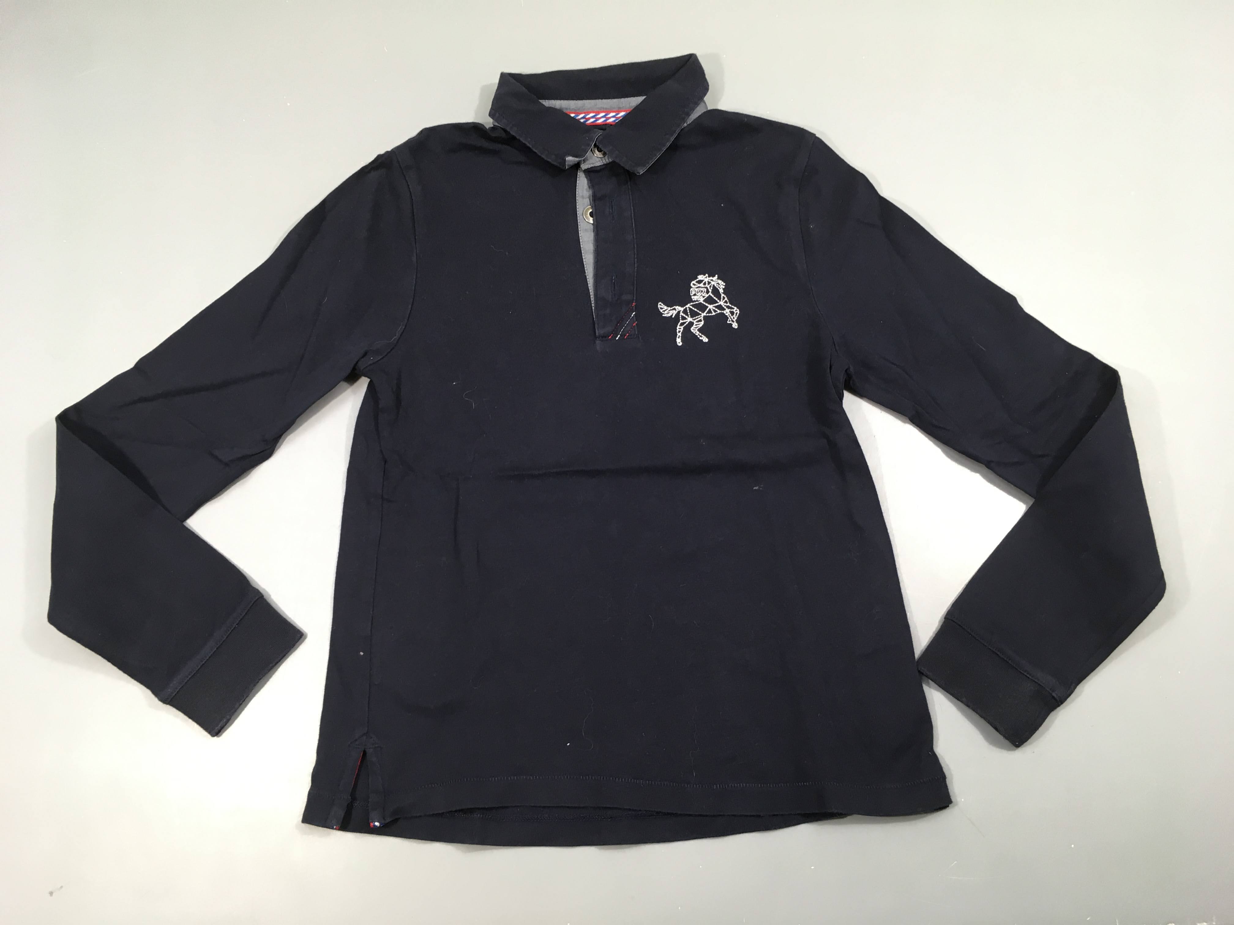 Polo m.l jersey bleu marine équitation