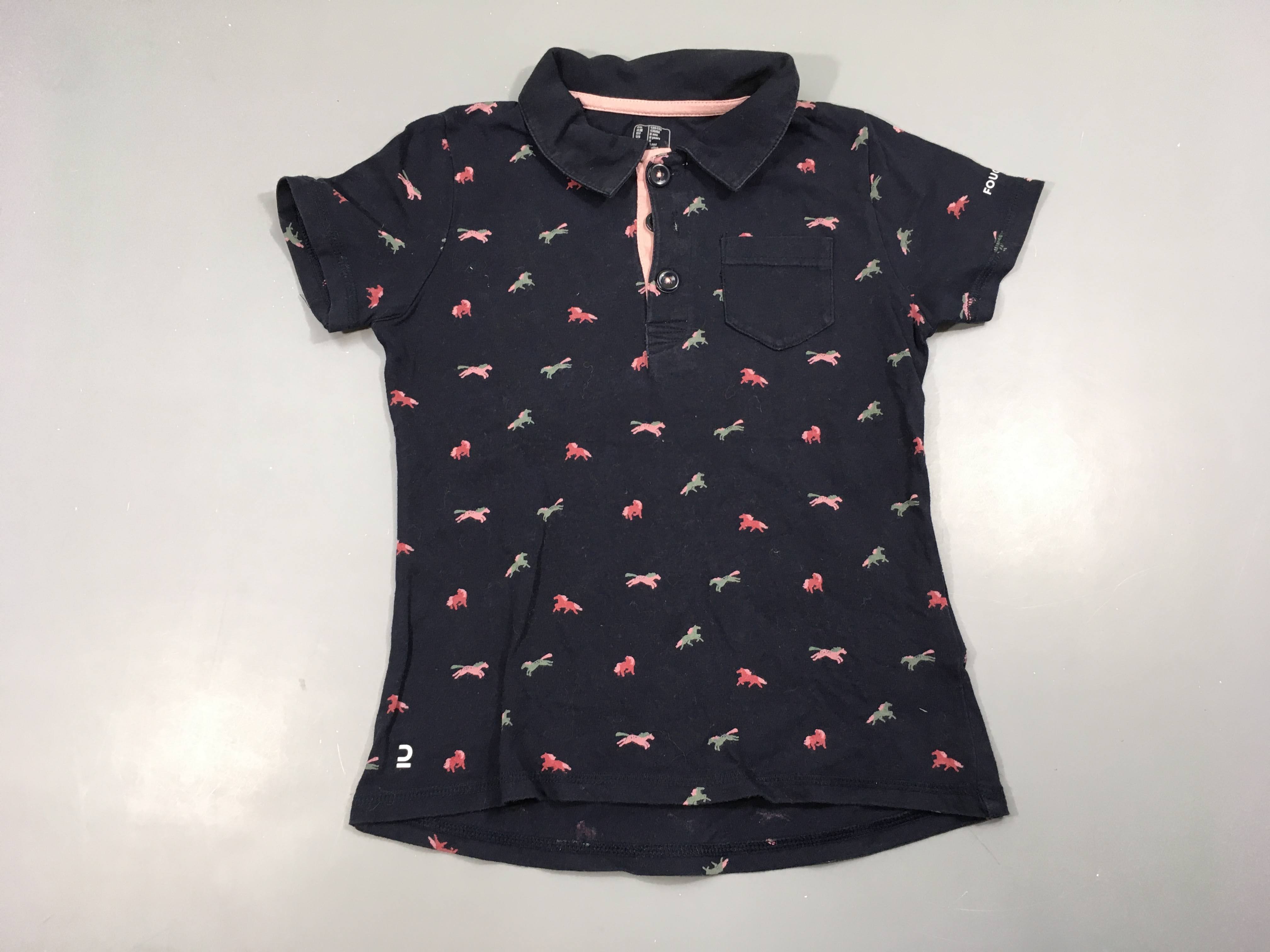 Polo m.c jersey bleu marine chevaux, Fouganza