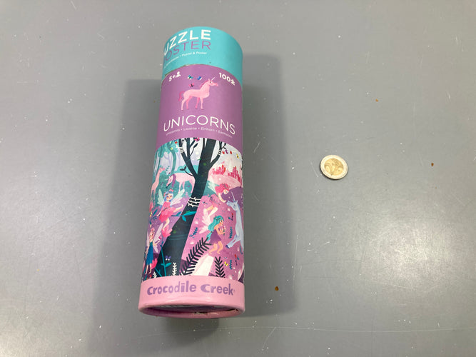 Puzzles licornes et fées, 100 pcs, + 5a, sans le poster, boîte un peu abîmée, moins cher chez Petit Kiwi