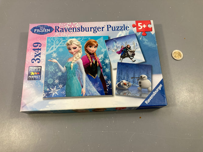 Complet, 3 puzzles Reine des neiges 3x49 pcs, +5a, moins cher chez Petit Kiwi
