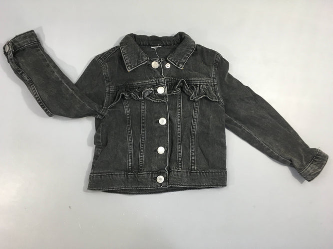 Veste en jean noir froufrous, moins cher chez Petit Kiwi