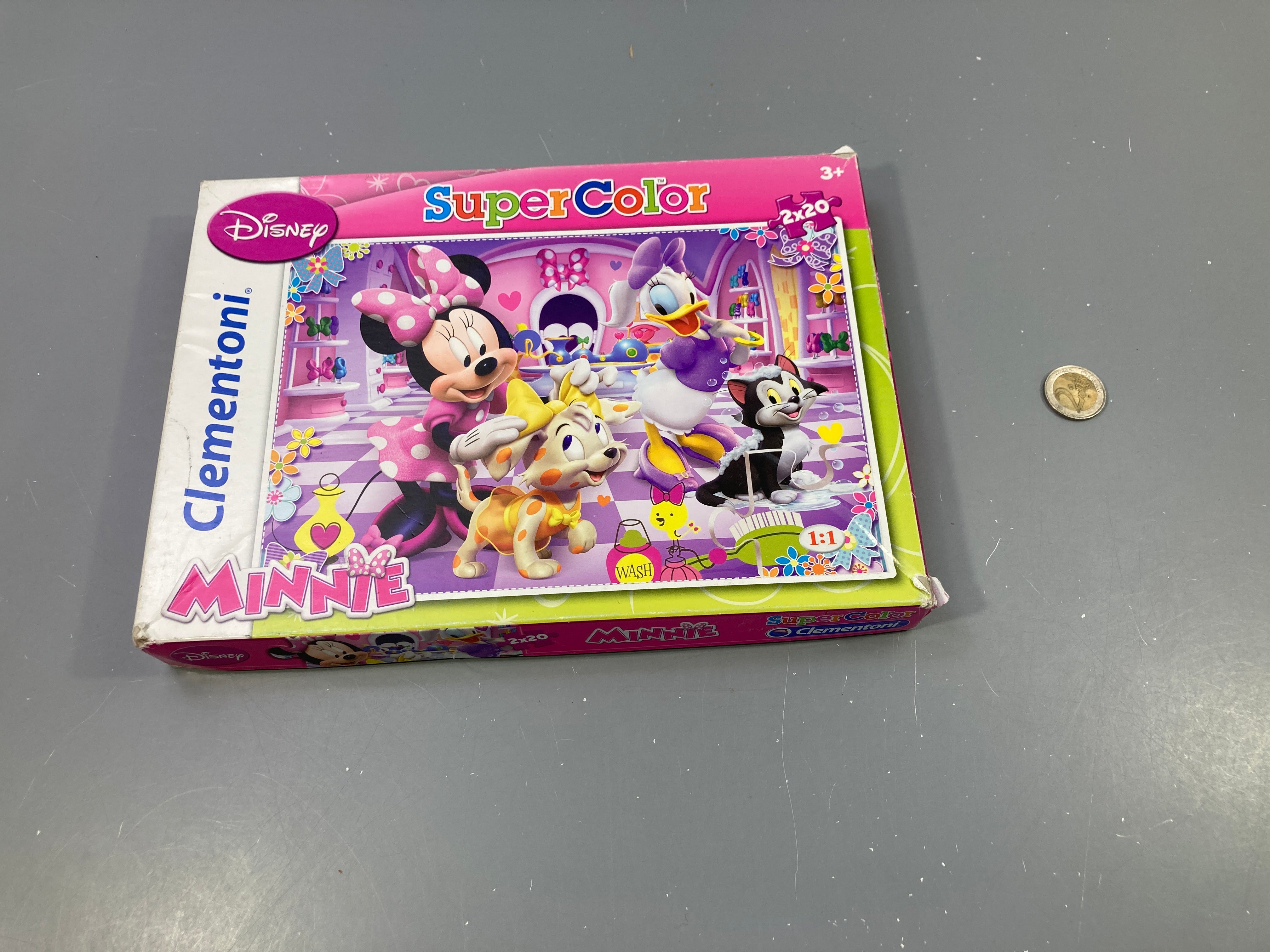 Complet, Puzzles Supercolor  Minnie, 2x20 pcs, +3a , Boîte un peu abîmée