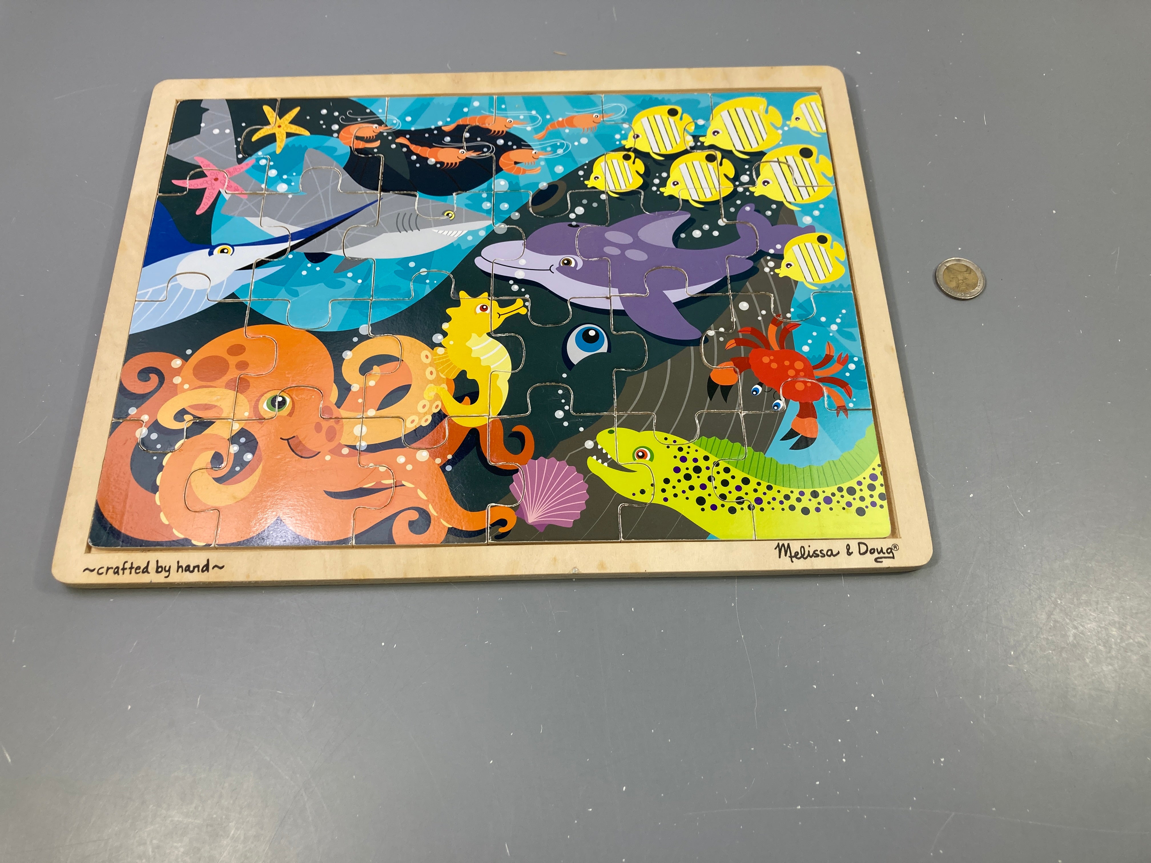 Puzzle en bois animaux marins, 24pcs, +3a