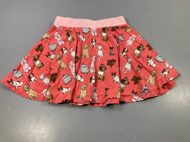 Jupe jersey corail motifs chiens, moins cher chez Petit Kiwi