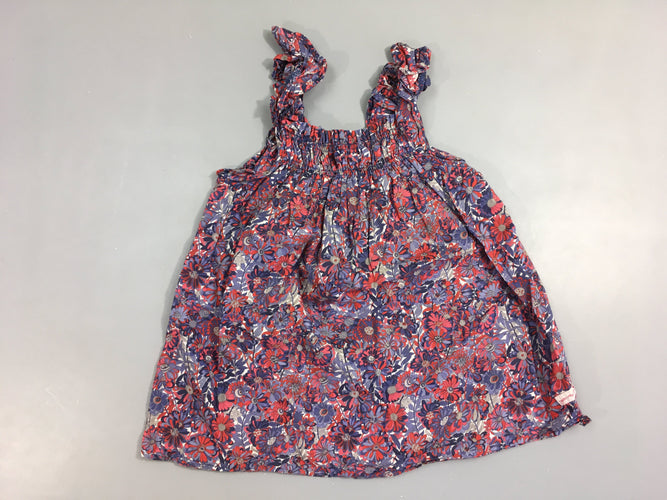 Blouse s.m fleurs bleu foncé/rouge s.mockée, moins cher chez Petit Kiwi