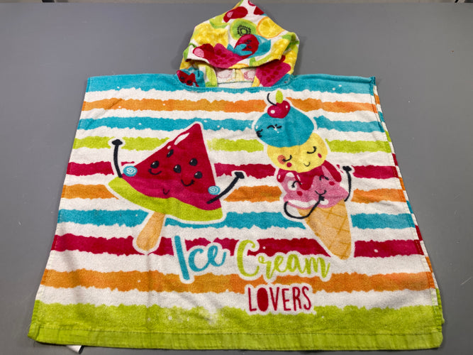 Poncho de bain  blanc motifs glaces colorés "Ice cream lovers", moins cher chez Petit Kiwi