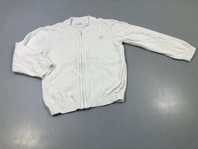 Gilet zippé blanc , petite tache noire, moins cher chez Petit Kiwi