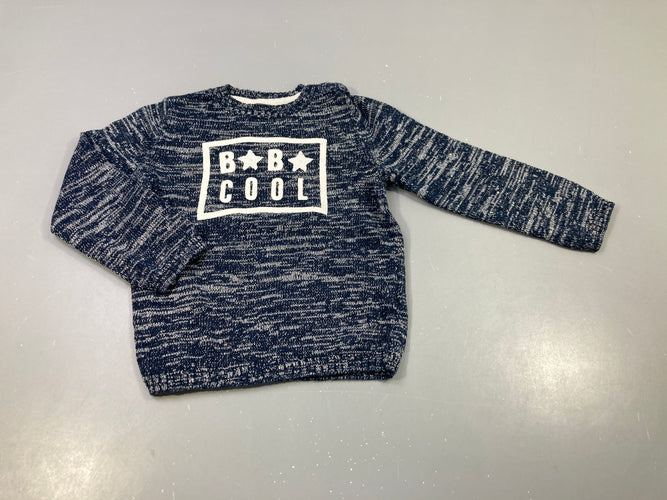 Pull bleu marine chiné blanc B,B cool", moins cher chez Petit Kiwi