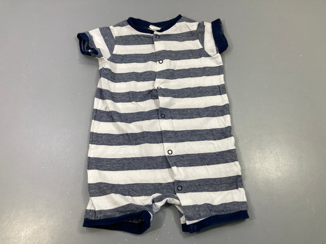 Combishort blanc rayé bleu marine, moins cher chez Petit Kiwi